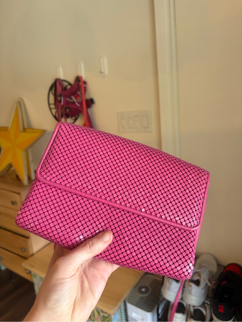 Vintage Pink chain metal Women's Crossbody Bag